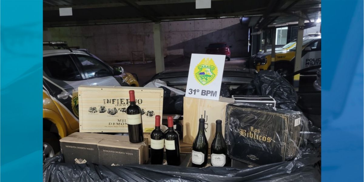 Polícia Militar apreende carga de vinhos de origem argentina em Corbélia