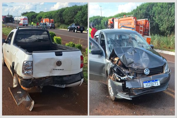 Colisão entre Gol e Saveiro deixa três pessoas feridas na BR-369 em Corbélia