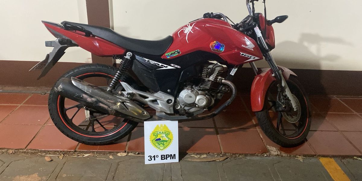 Polícia Militar apreende motocicleta após perseguição no centro de Cafelândia