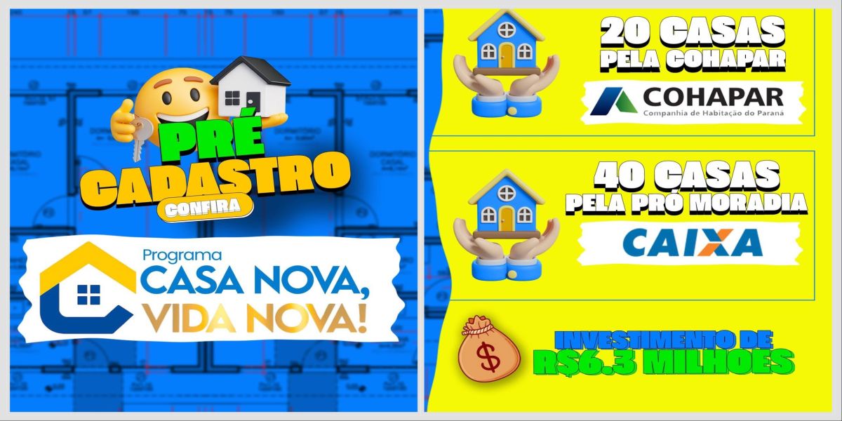 Corbélia inicia inscrições para 60 casas populares no dia 1º de agosto