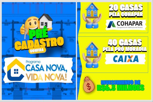 Corbélia inicia inscrições para 60 casas populares no dia 1º de agosto