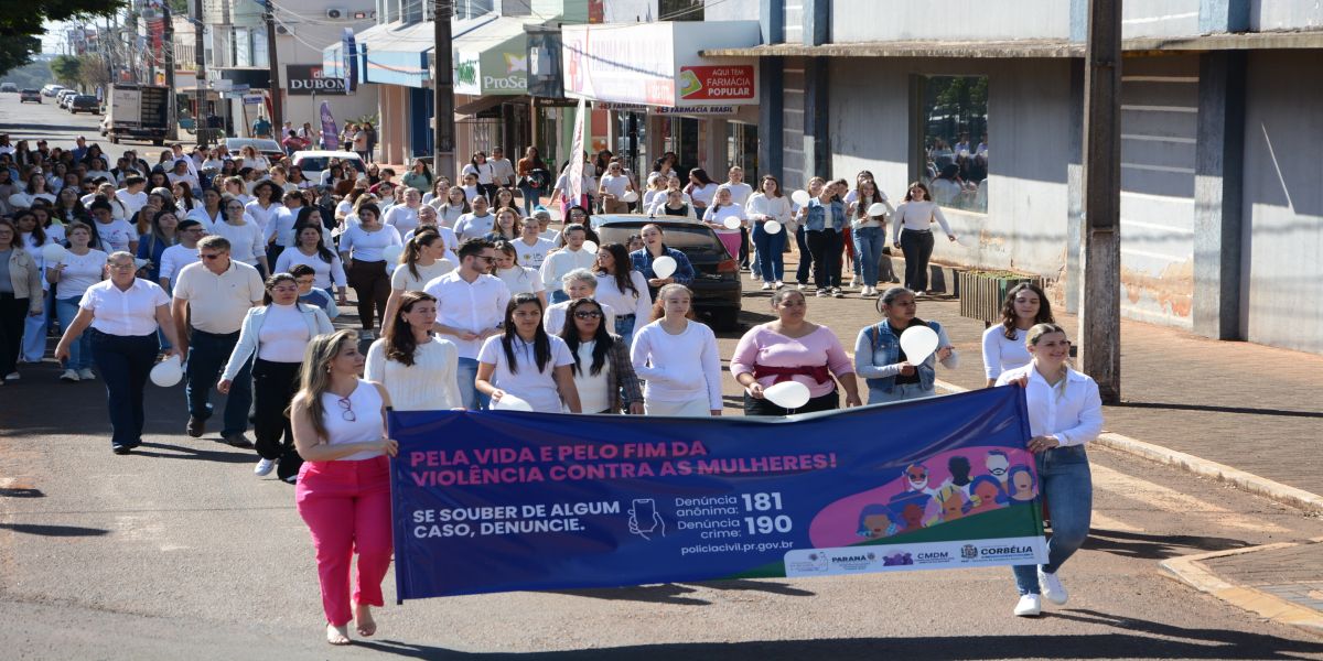 Corbélia realiza 3ª Caminhada do Meio-Dia pelo fim da violência contra as mulheres