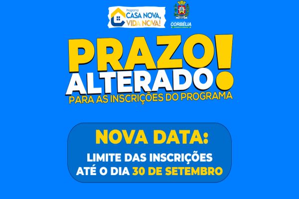 Moradores têm até 30 de setembro para se inscrever no programa habitacional “Casa Nova, Vida Nova”