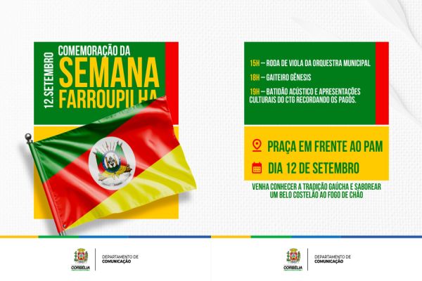 Imagem referente a notícia: Corbélia convida para celebrar a Semana Farroupilha com música e costelão ao fogo de chão