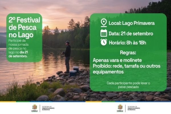 Imagem referente a notícia: Corbélia realiza 2º Festival de Pesca neste domingo no Lago Primavera