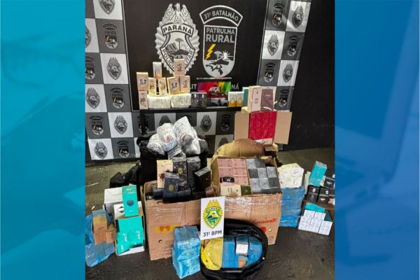Imagem referente a notícia: Polícia Militar apreende mercadorias de descaminho durante fiscalização em Corbélia