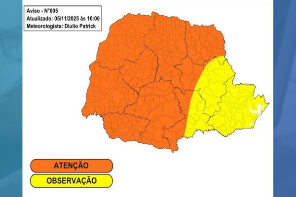 Granizo e ventania: temporais previstos para sexta devem atingir grande parte do Paraná