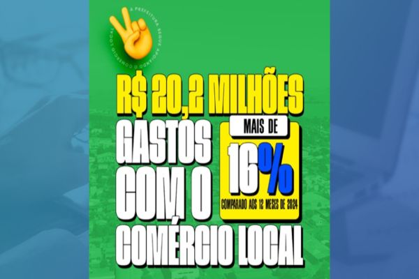 Imagem referente a notícia: Prefeitura movimenta mais de R$ 20 milhões no comércio local em 2025