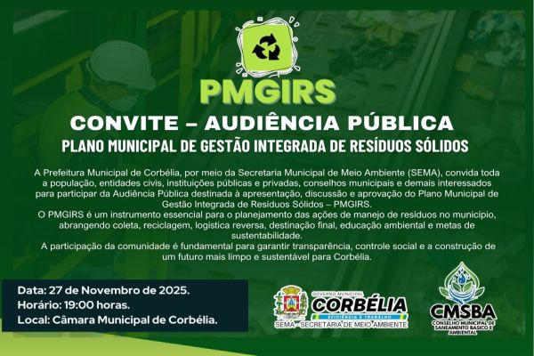 Imagem referente a notícia: Corbélia realiza audiência pública para discutir gestão de resíduos sólidos