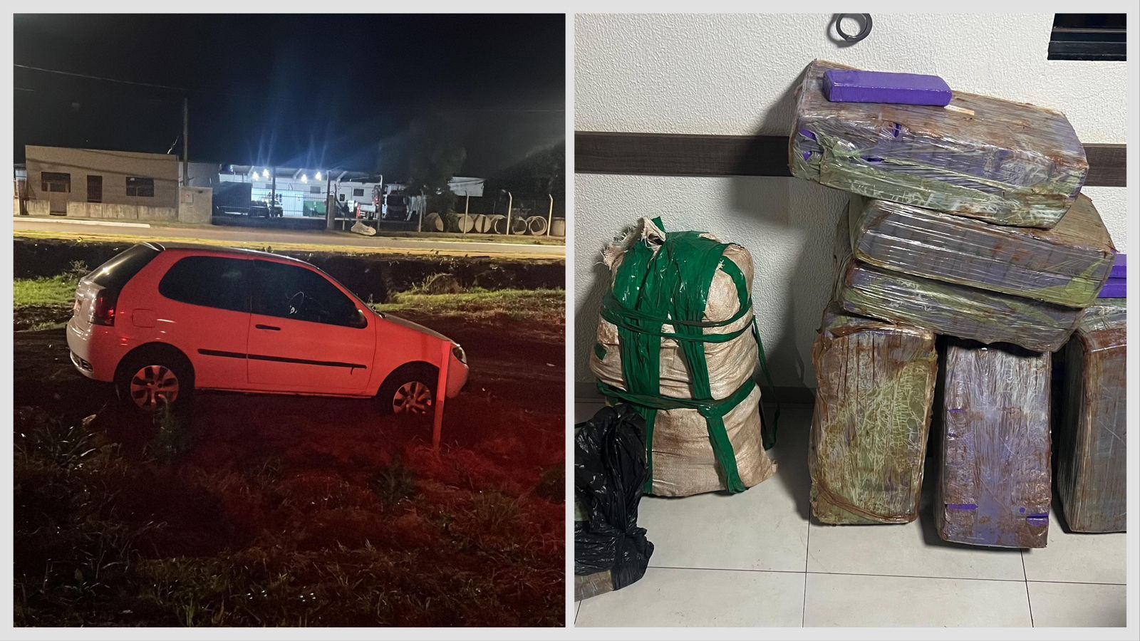 PRF flagra veículo em fuga e apreende mais de 160 kg de maconha em Ubiratã (PR)
