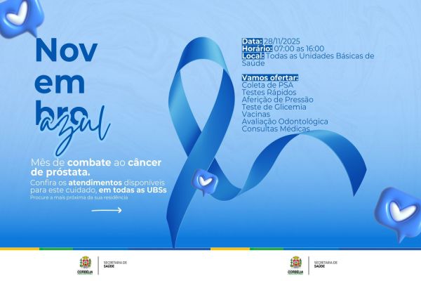 Novembro Azul: Corbélia promove dia especial de cuidados à saúde do homem