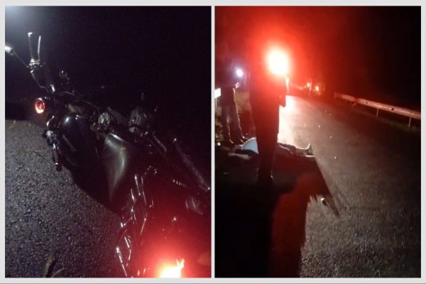 Imagem referente a notícia: Motociclista fica gravemente ferido após atingir guard-rail e cair na PR-573