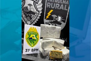 Imagem referente a notícia: Patrulha Rural prende homem com quase 14 kg de maconha em ônibus intermunicipal em Corbélia