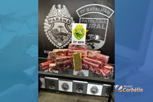 Imagem referente a notícia: Patrulha Rural prende passageiro por tráfico de drogas em Corbélia