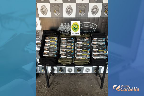 Imagem referente a notícia: Patrulha Rural apreende cigarros de origem estrangeira em ônibus em Corbélia