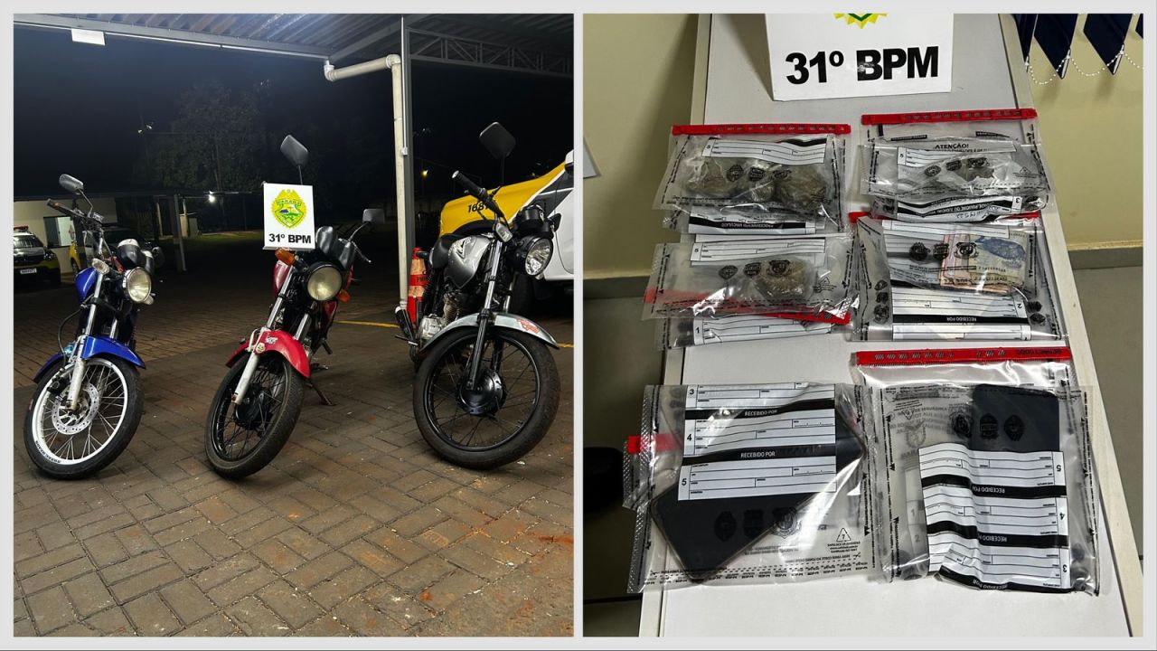 PM apreende drogas, veículos e detém grupo com menores em praça de Corbélia