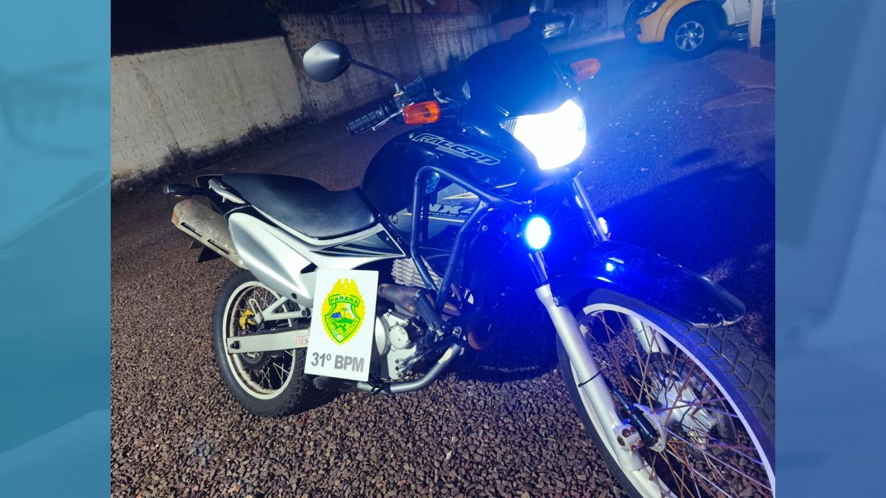 Motocicleta irregular é apreendida durante patrulhamento em Ouro Verde do Piquiri