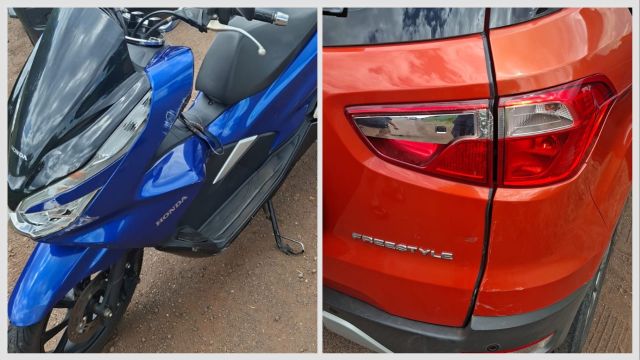 Imagem referente a notícia: Colisão traseira entre carro e motocicleta é registrada na BR-369, em Corbélia