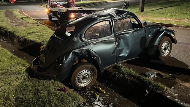 Capotamento é registrado na marginal da BR-369 em Corbélia