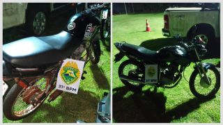 Imagem referente a notícia: PM apreende duas motos irregulares em menos de duas horas no Centro de Corbélia