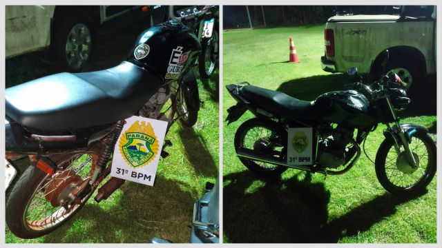 Imagem referente a notícia: PM apreende duas motos irregulares em menos de duas horas no Centro de Corbélia
