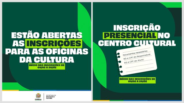 Imagem referente a notícia: Corbélia abre inscrições para Oficinas da Cultura com vagas para crianças, jovens e adultos