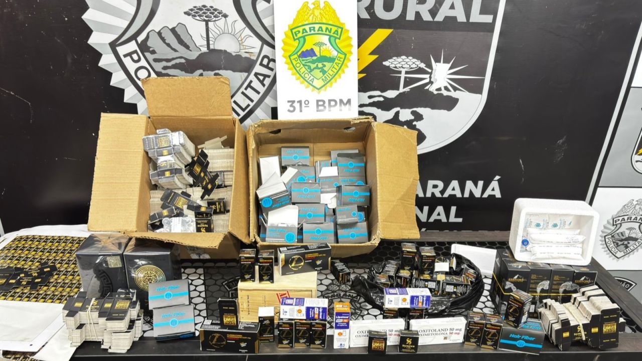 Patrulha Rural apreende veículo com medicamentos e anabolizantes contrabandeados na BR-369 em Corbélia