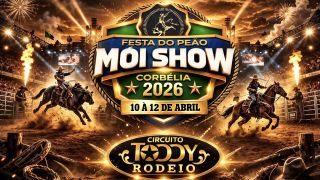 Imagem referente a notícia: Rodeio está de volta: 1ª Festa do Peão Moi Show promete movimentar Corbélia em abril