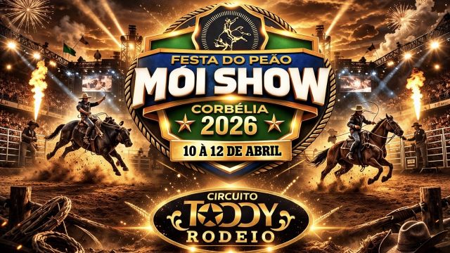 Imagem referente a notícia: Rodeio está de volta: 1ª Festa do Peão Moi Show promete movimentar Corbélia em abril