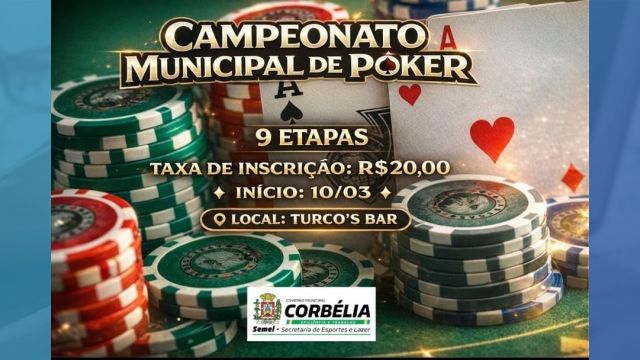 Campeonato Municipal de Poker terá 9 etapas e começa no dia 10 de março, em Corbélia