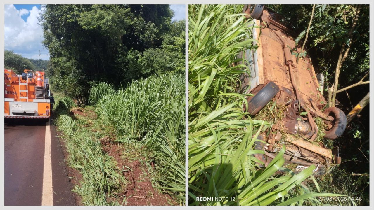 Kadett capota na PR-573 entre Corbélia e Braganey e deixa dois feridos