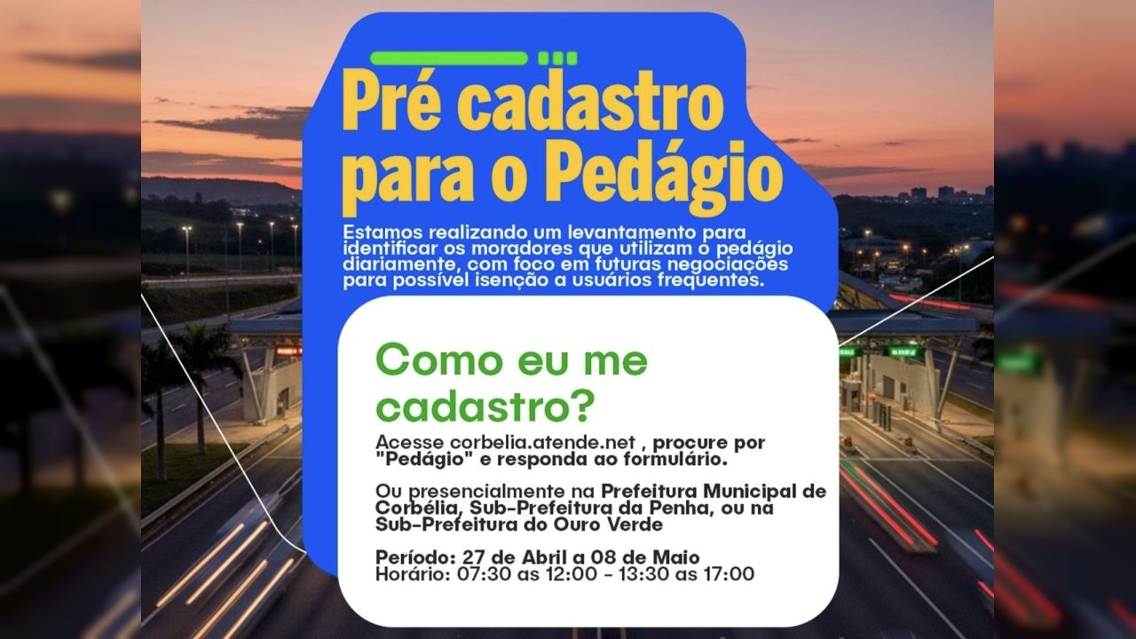 Prefeitura de Corbélia inicia hoje levantamento sobre uso do pedágio e abre cadastro para população