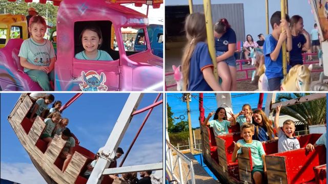 Imagem referente à notícia: Parque de diversões garante dia de alegria para alunos da rede municipal em Corbélia