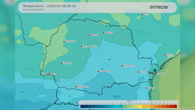 Fim de semana será gelado e com chuva em boa parte do Paraná, prevê Simepar