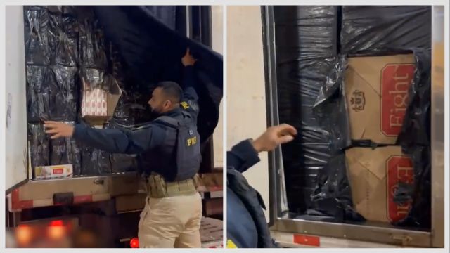 PRF apreende 150 mil maços de cigarros contrabandeados na BR-369 e motorista acaba preso em Cascavel