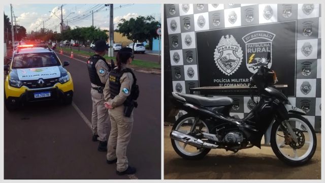 Motociclista tenta fugir da PM em Corbélia, mas acaba abordado e tem moto apreendida
