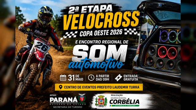 Corbélia recebe etapa da Copa Oeste de Velocross e Encontro Regional de Som Automotivo neste domingo