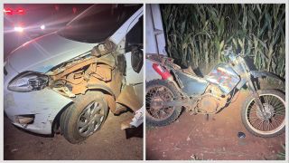 Imagem referente a notícia: Motociclista fica gravemente ferido após colisão com carro na PR-474, em Braganey