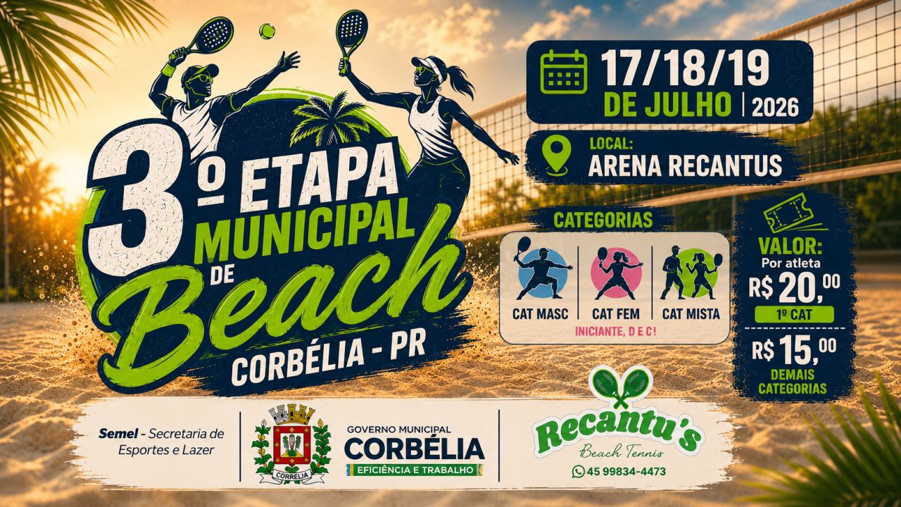 Arena Recantus recebe 3ª etapa do Municipal de Beach Tennis com expectativa de casa cheia