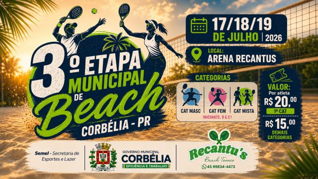Arena Recantus recebe 3ª etapa do Municipal de Beach Tennis com expectativa de casa cheia