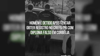 Imagem referente a notícia: Homem é detido em Corbélia após tentar obter registro profissional com diploma falso no CREF9/PR