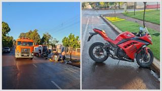 Imagem referente a notícia: Motociclista fica ferido após queda provocada por cachorro na Avenida São Paulo, em Corbélia