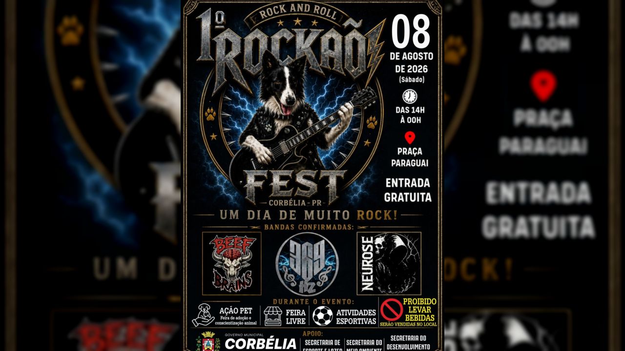 1º Rockão Fest promete agitar Corbélia com 10 horas de música, feira pet e atrações para toda a família