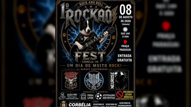1º Rockão Fest promete agitar Corbélia com 10 horas de música, feira pet e atrações para toda a família