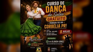 Imagem referente a notícia: Curso gratuito de dança de salão chega pela primeira vez a Corbélia; inscrições já estão abertas