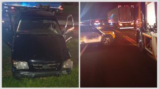Imagem referente a notícia: Motorista fica ferido após colisão entre S10 e carreta na BR-369, em Corbélia