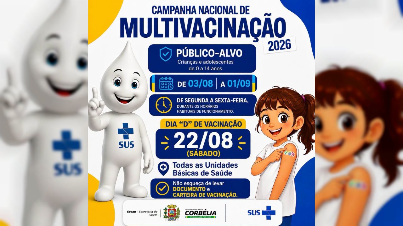 Campanha de Multivacinação 2026 começa e convoca pais para atualizar a caderneta de crianças e adolescentes