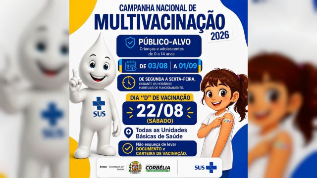 Imagem referente à notícia: Campanha de Multivacinação 2026 começa e convoca pais para atualizar a caderneta de crianças e adolescentes