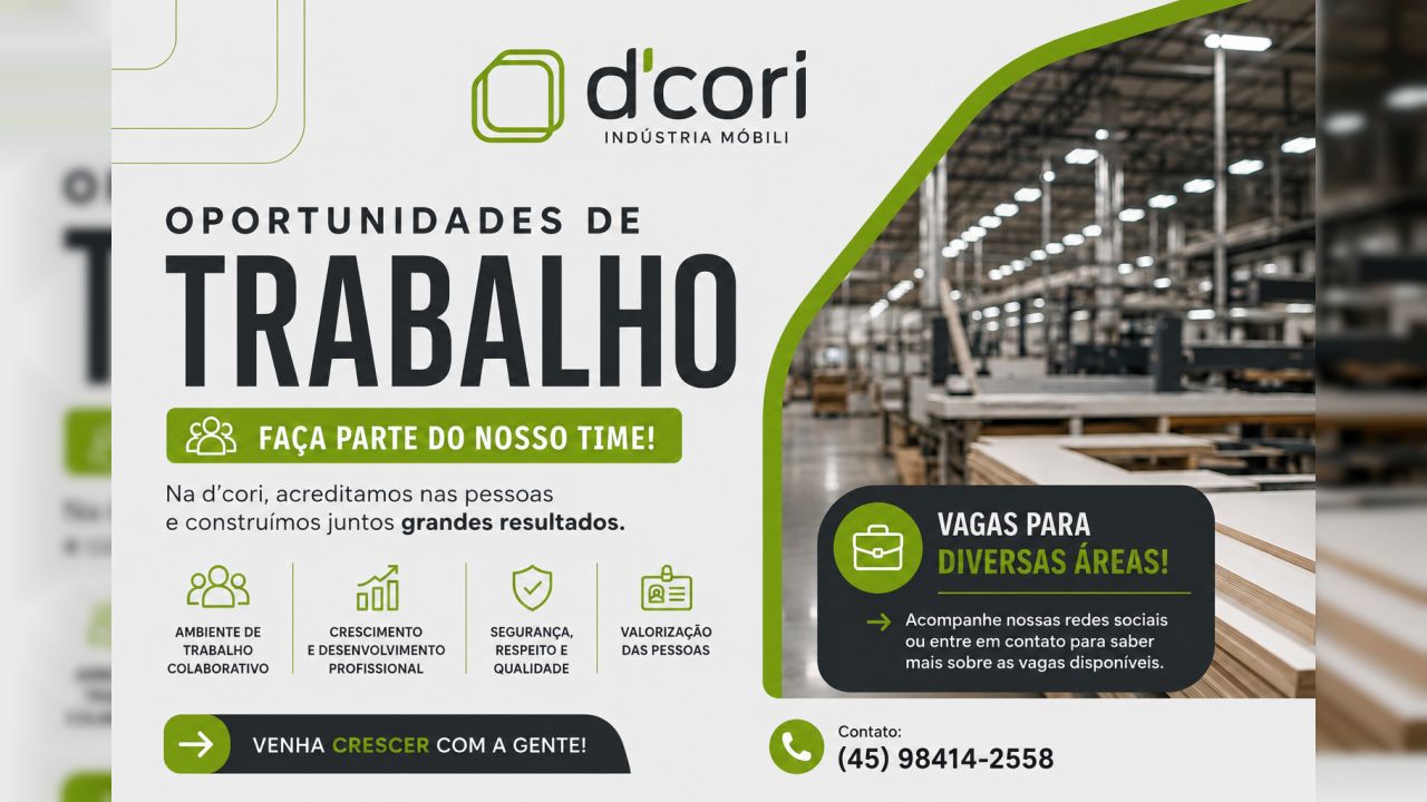 D’cori Indústria Móbili abre oportunidades para novos profissionais