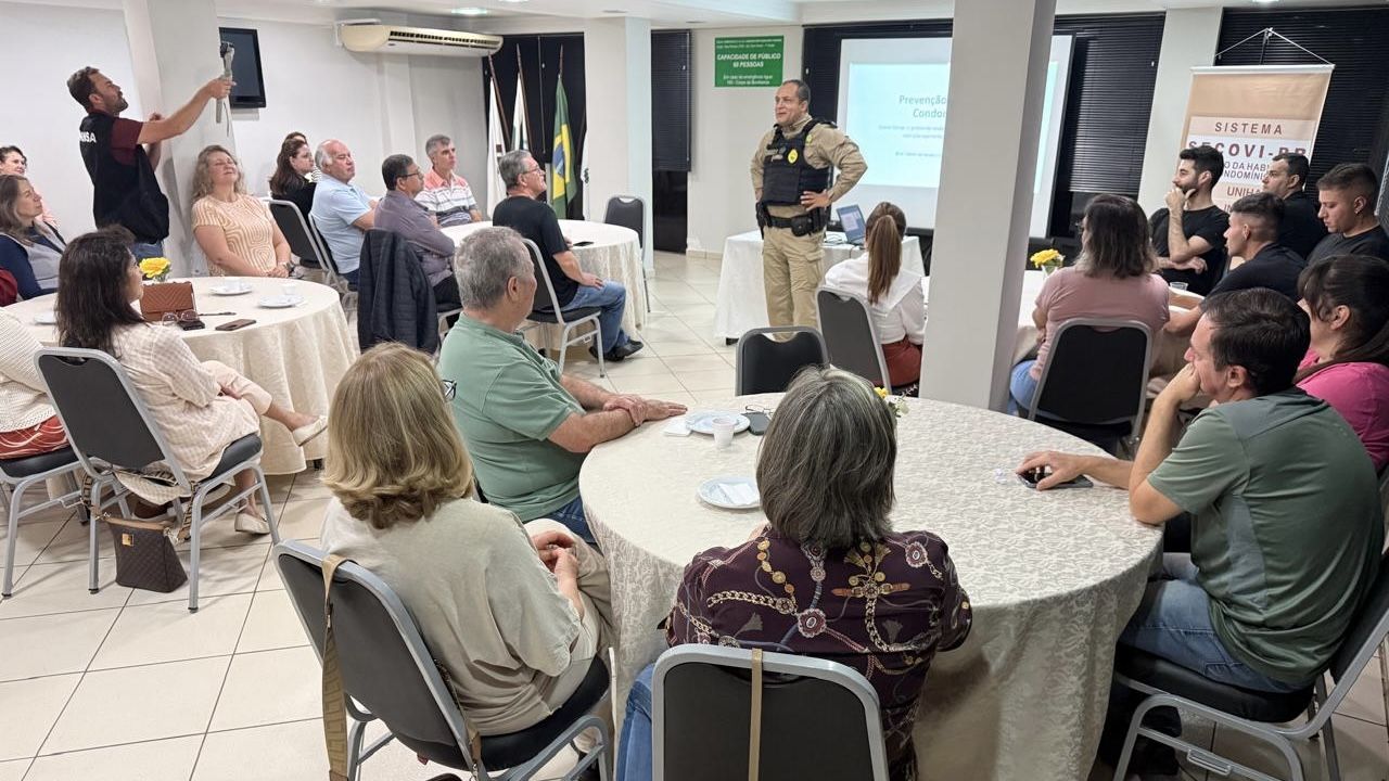 PM esclarece atuação com câmeras durante  encontro com síndicos no Secovi-PR em Cascavel